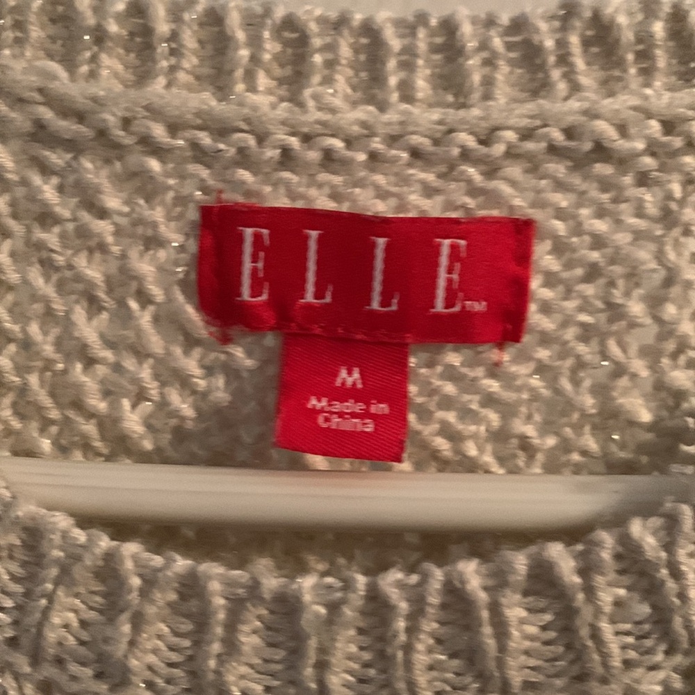 Elle Natural Surgery Pales with Silver Threading Thick Sweater Women’s Size M - Picture 2 of 5
